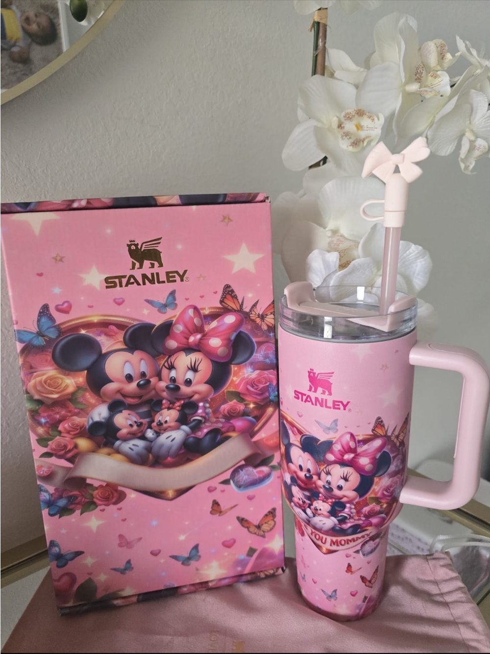 Stanley Pink Mickey & Minnie Insulated Travel Tumbler with Straw